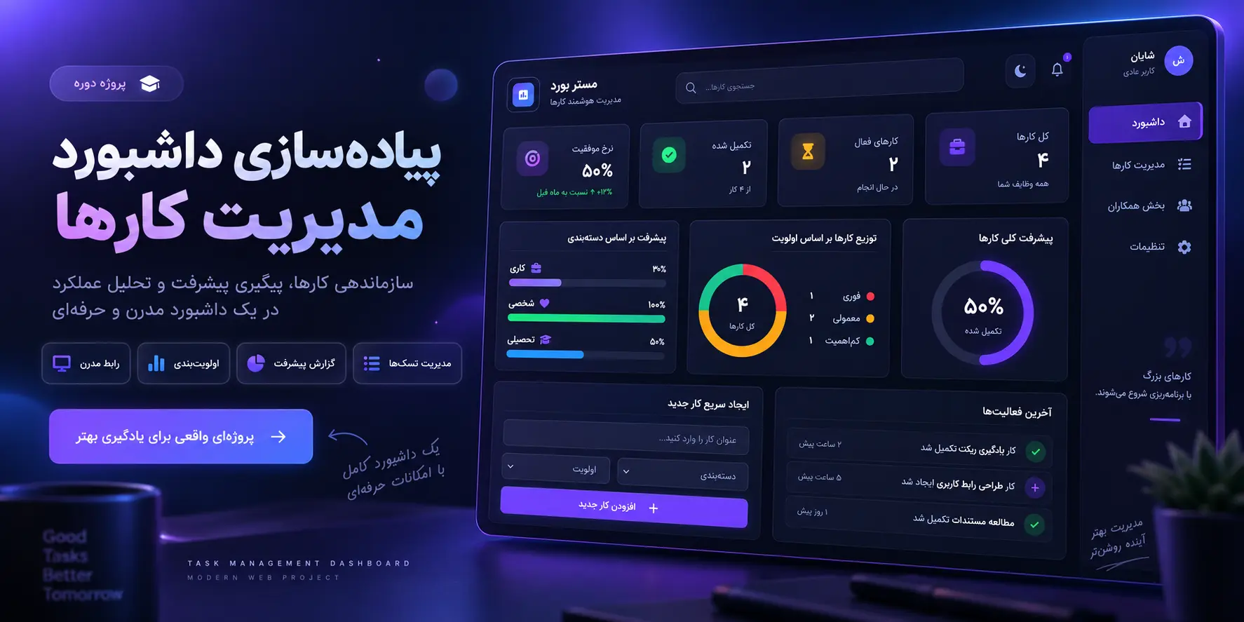 داشبورد مدیریت کارها