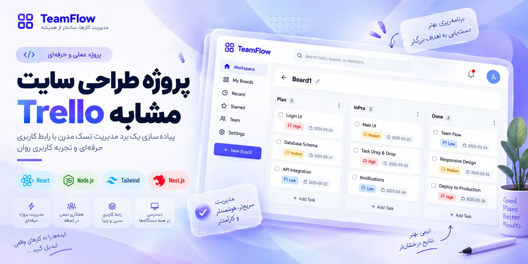 پروژه مدیریت تسک مشابه Trello